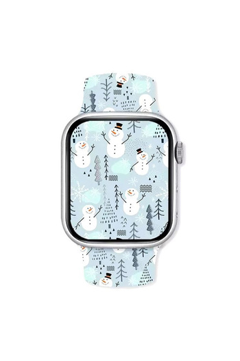 REDz Accessories Curea Om de Zăpadă, Sport, Pentru Apple Watch, Design de Crăciun, Silicon, Albastru Deschis - 44/45/46/49 mm