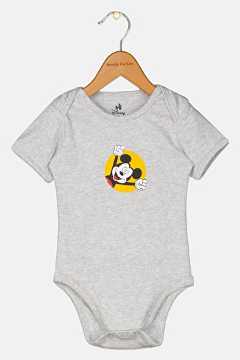Disney Toddlers Boy Short Sleeve Graphic Print Bodysuits, Grey