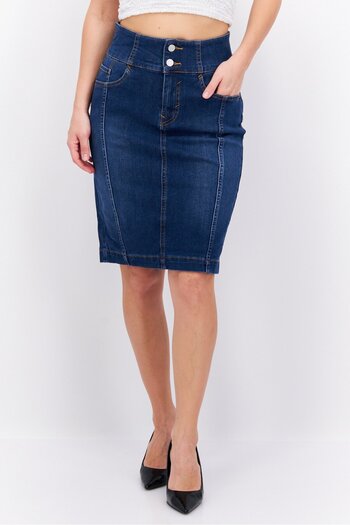 Esprit Women Washed Denim Mini Skirt, Navy