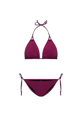 AQUAVİVA Women's Plum Stella Halterneck Drawstring Triangle Bikini Set