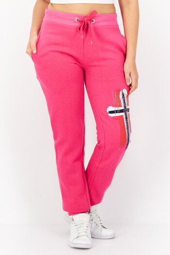 Geographical Norway Women Regular Fit Graphic Jogger Pant, Pink Combo