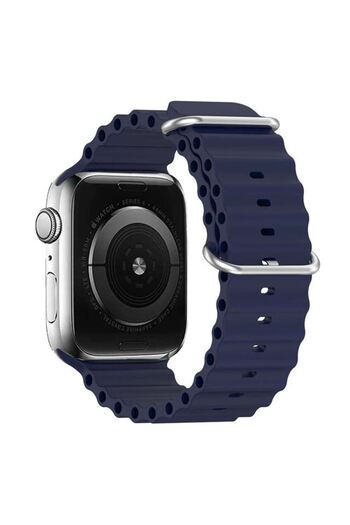 REDz Accessories Curea sport pentru Apple Watch, respirabilă, model ondulat, bleumarin - 38/40/41 mm