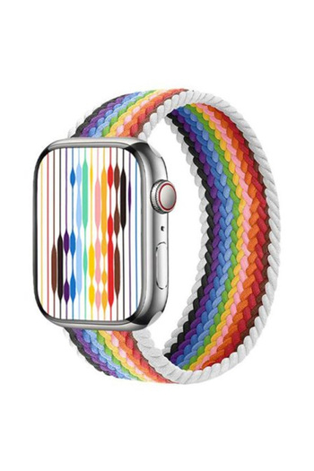 REDz Accessories Curea Solo Loop, compatibilă cu Apple Watch, elastică, curcubeu/alb - 44/45/46/49 mm, foarte mică