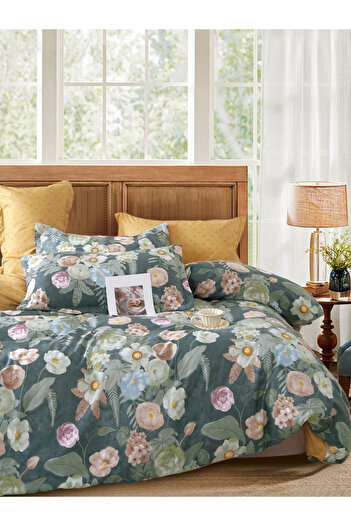 Donetella Printed Duvet Cover Set 6-Pcs – Queen Size 200x230 cm, Microfiber Fabric, No Filler Inside