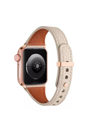 REDz Accessories Curea Eternal Ultra-Subțire, pentru Apple Watch, efect de piele, reglabilă, albă - 38/40/41 mm