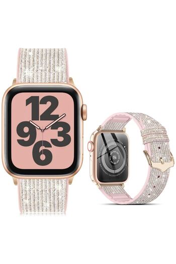 REDz Accessories Glitter Strap for Apple Watch, Glitter Collection, Silicone, Silver - 44/45/46/49 mm