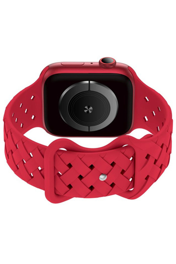 REDz Accessories Twisted Loop Strap for Apple Watch, Silicone, Adjustable, Sport, Red - 44/45/46/49 mm