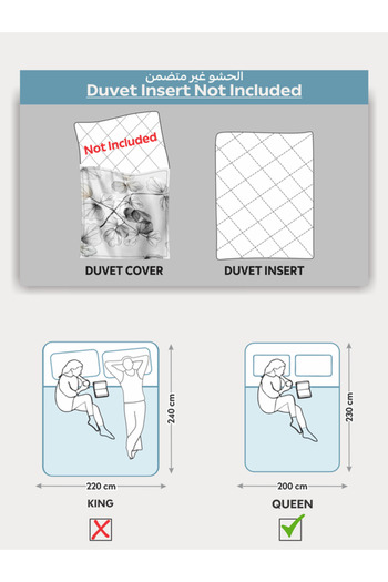 Donetella Printed Duvet Cover Set 6-Pcs – Queen Size 200x230 cm, Microfiber Fabric, No Filler Inside