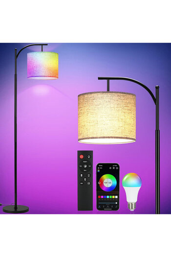 COOYA Nordic LED Floor Lamp, With Color Settings, Remote Control and foot switch, for Bedroom, Office