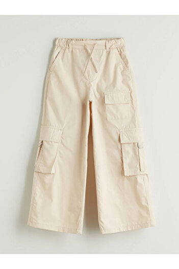 LC Waikiki Lcw Kids Beige Elastic Waist Girls Cargo Pants