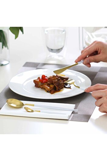DMR LİFE Elite White Gold Fork Spoon Knife Set 60 Pieces for 12 Persons (No Knife)