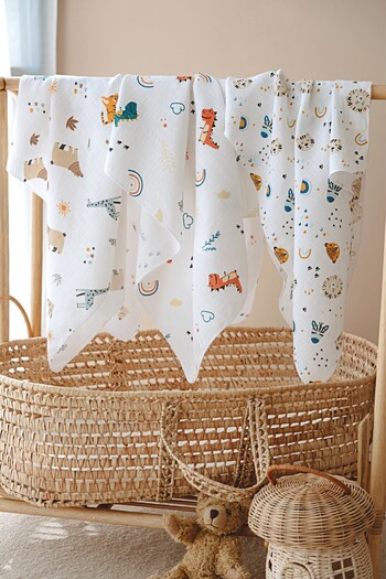 ESTİ Baby 3 Pieces 80X95 cm Muslin Baby Cover / Blanket / Swaddle / Shoulder Diaper Set