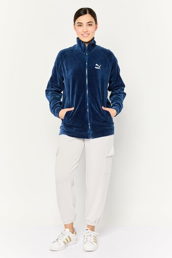 Puma Women Sportswear Fit Velour Outdoor Track Jacket, Navy