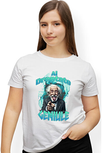 StoryGift Romania Tricou Femei ai dreptate geniule Albert Einsten matematica cu imprimeu pe Fata, WHT_XS