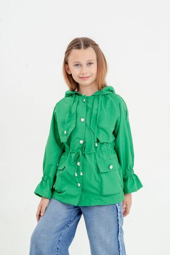 HAUSEkids 4-16 Years Cat Polina Water Repellent Girl's Raincoat & Windbreaker-Green