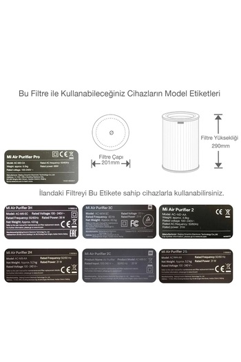 XICOM Mi Air Purifier 2 / 2s / 2h / 3h / Pro / Uyumlu Akıllı Hava Temizleyici High Efficiency Gri Filtre