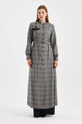 Zühre Judge Collar Belted Beige Overcoat 13065