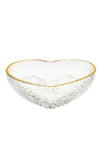 PUFO Elegant Gold Heart bowl for serving hazelnuts, pistachios, candies, fruits, snacks, 18 cm