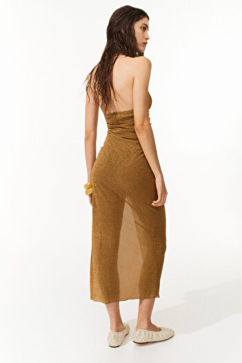 H&M Drapeli Halter Yaka Elbise