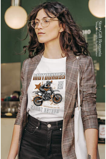 StoryGift Romania Tricou Femei cu Iubitor De Motocross Aventura Supereroi Personaje Campion Pasiun,White_XL