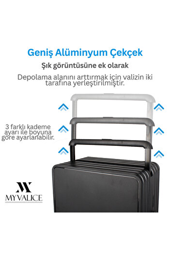 My Valice Nova PC Polikarbon Kırılmaz Kabin Boy Siyah Valiz