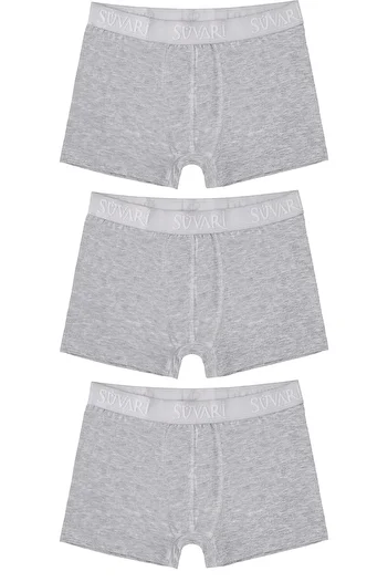 SÜVARİ Süvari 3 Pieces Close-Fitting Cotton Gray Men's Boxers