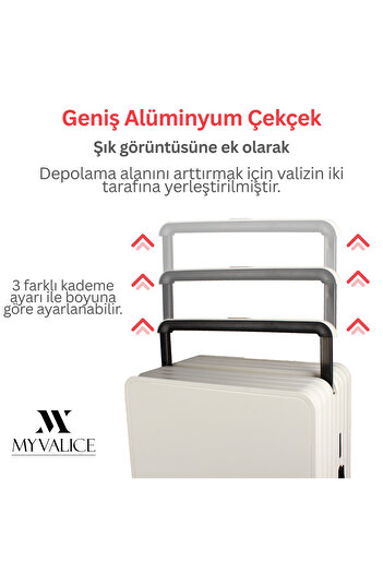 My Valice Nova PC Polikarbon Kırılmaz Orta Boy Beyaz Valiz