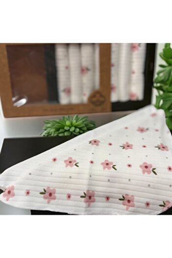 BYS TİCARET 100% Organic Cotton Baby Girl Mouth Wipes Set of 7 in Box