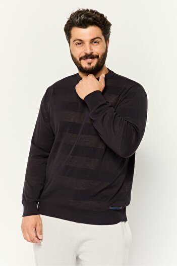Scuderia Ferrari Men Crew Neck Plain Sweatshirt, Navy Blue