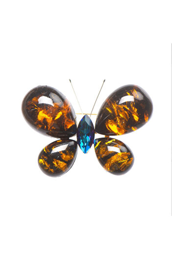 PUFO Elegant women's brooch Pufo Mysterious butterfly, butterfly-shaped, orange/blue