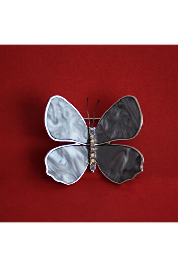 PUFO Elegant women's butterfly-shaped brooch, Little Butterfly, silver