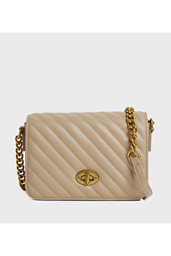 BCBG Light Brown Quilted Shoulder Bag