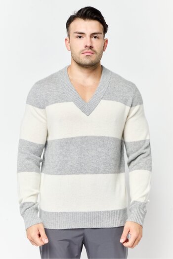 Esprit Men V-Neck Yarn Dye Sweater, Multicolor
