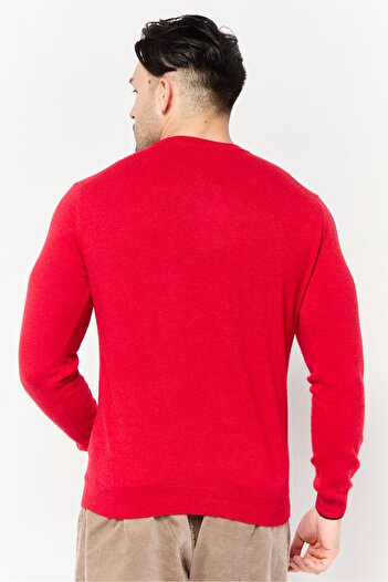 Harmont & Blaine Men Crew Neck Long Sleeve Knit Sweater, Red