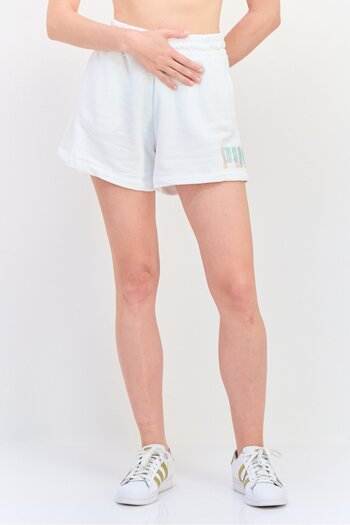 Puma Women Comfort Fit Brand Logo Outdoor Shorts, White