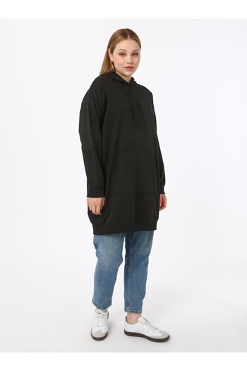 ALİA Plus Size Hooded Sweatshirt - Black - Alia