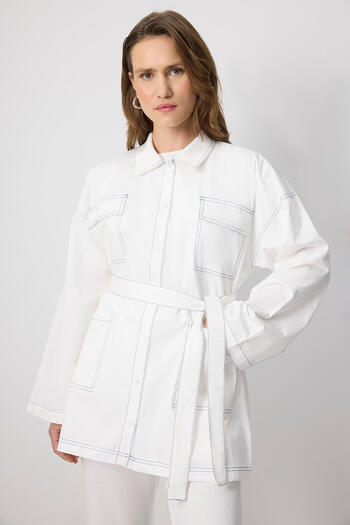 Touché Privé 100% Cotton Contrast Stitched Jacket Pants Suit