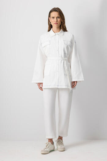 Touché Privé 100% Cotton Contrast Stitched Jacket Pants Suit