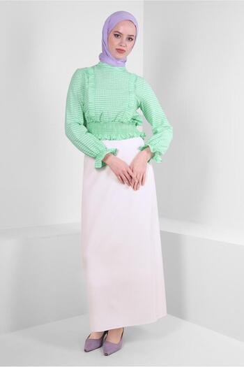 Alvina GİPİKARE PATTERNED GİPE DETAIL BLUZ 43569