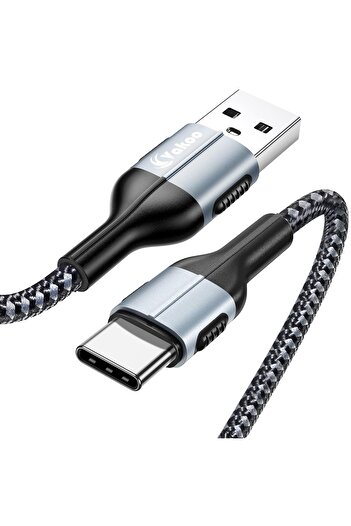 Vakoo Cablu USB C, nailon, gri/negru, 1 m
