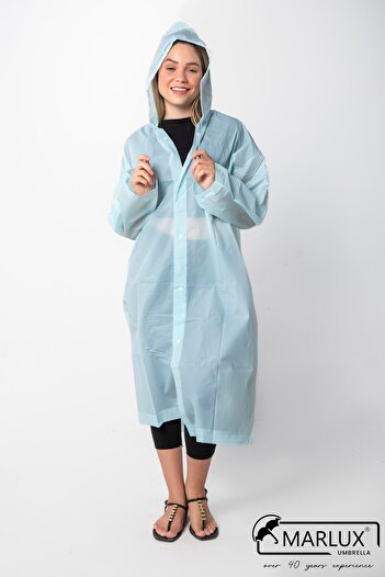 Marlux Women's Men's Raincoat Hooded Snap Fastener Eva Baby Blue Raincoat M21mrc881r10