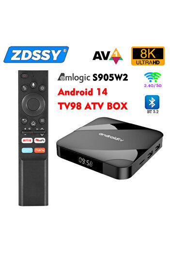 Choice صندوق تلفاز ذكي TV98 ATV Ultra HD 8K بمقبس أوروبي 4G 32G يعمل بنظام أندرويد 11 إلى 14 S905W2 2GB16GB 4GB 32GB/64GB ثنائي