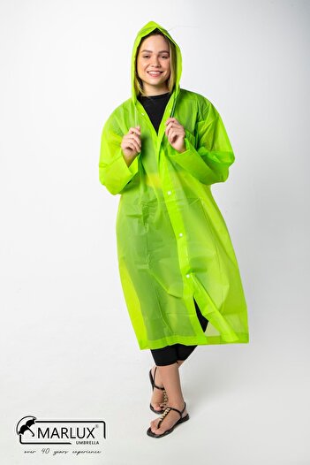 Marlux Women's Men's Raincoat Hooded Snap Fastener Eva Green Raincoat M21mrc881r12
