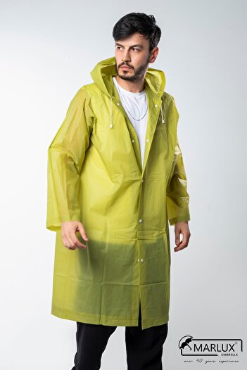 Marlux Women's Men's Raincoat Hooded Snap Fastener Eva Khaki Raincoat M21mrc881r06