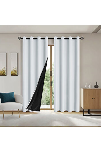 Choice Grommet Top W150cmxH260cm 1PC white 1pc Solid color full shading and sun protection 100% Blackout cu