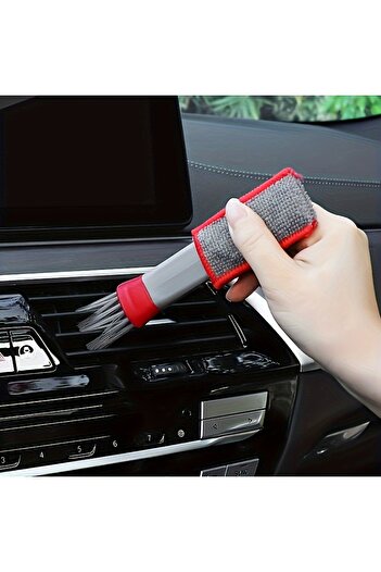 Choice1 GRAY Car air conditioning vent cleaning brush, double headed small brush, dust removal soft bristle