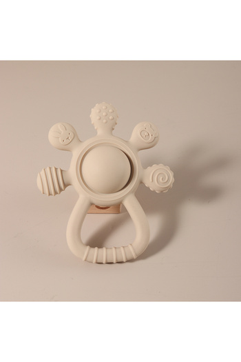 Choice WHITE 2025 new Teething Silicone Palm Rattle Teether bunny - Safe Baby Chew Toys for Soothing Sore G