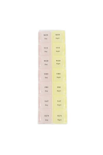 PUFO Organizer box for medicines, vitamins or supplements per week with two compartments per day