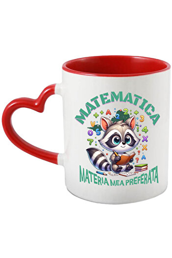 StoryGift Romania Cana Cu Sconcs Cu Caiet Matematica Cifre Text Matematica Materia Mea Preferata S, Cu Maner Inim Stg