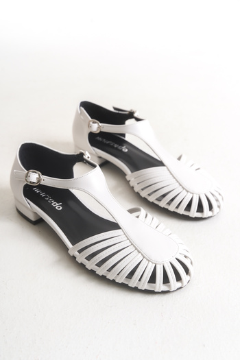 MARSEDO Mela Women's Round Toe Bias Casual Babet White